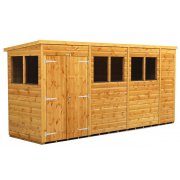 Power 14x4 Pent Garden Shed - Double Door