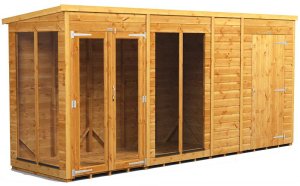 Power 14x4 Pent Summer House with 4ft Side Store