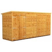 Power 14x4 Pent Garden Shed - Windowless / No Windows Double Door