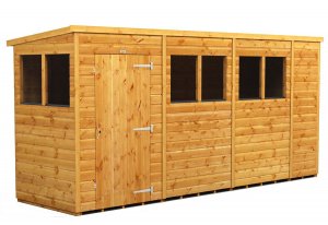 Power 14x4 Pent Garden Shed - Single Door