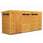 Power 14x4 Pent Garden Security Shed - Double Door