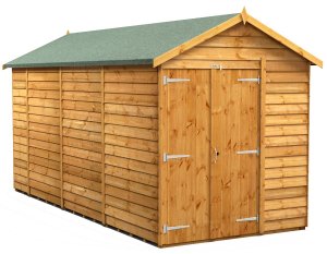 Power 14x6 Apex Garden Shed Overlap - Windowless Double Door