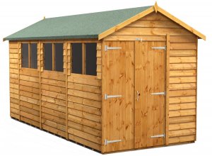 Power 14x6 Apex Garden Shed Overlap - Double Door