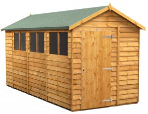 Power 14x6 Apex Garden Shed Overlap - Single Door