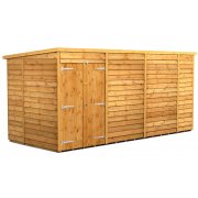 Power 14x6 Pent Garden Shed Overlap - Windowless Double Door