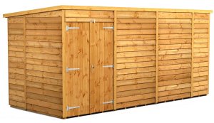 Power 14x6 Pent Garden Shed Overlap - Windowless Double Door