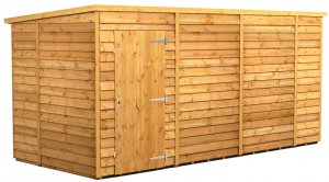 Power 14x6 Pent Garden Shed Overlap - Windowless Single Door