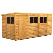 Power 14x6 Pent Garden Shed Overlap - Single Door