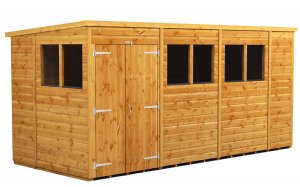 Power 14x6 Pent Garden Shed - Double Door