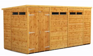 Power 14x6 Pent Garden Security Shed - Double Door