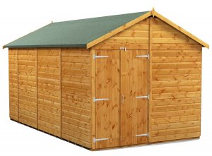 Power 14x8 Apex Garden Shed - Windowless Double Doors