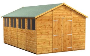 Power 16x10 Apex Garden Shed - Double Door