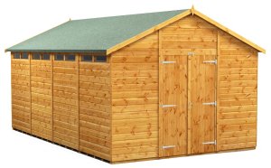 Power 16x10 Apex Secure Garden Shed - Double Door