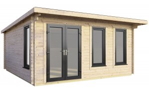 16x14 Power Pent Log Cabin | Scandinavian Timber