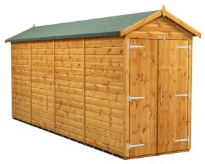 Power 16x4 Apex Garden Shed Windowless Double Doors