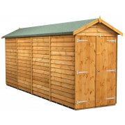 Power 16x4 Apex Garden Shed Overlap - Windowless Double Door