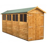 Power 16x4 Apex Garden Shed Overlap - Double Door