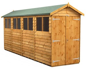 Power 16x4 Apex Garden Shed Overlap - Double Door