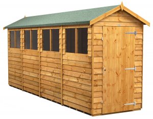 Power 16x4 Apex Garden Shed Overlap - Single Door