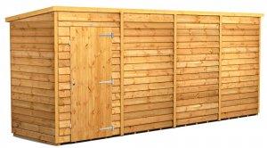 Power 16x4 Pent Garden Shed Overlap - Windowless Single Door