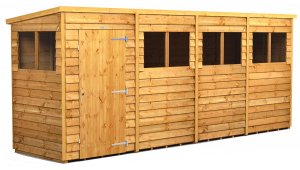 Power 16x4 Pent Garden Shed Overlap - Single Door