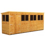 Power 16x4 Pent Garden Shed - Double Door