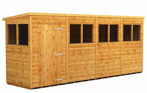 Power 16x4 Pent Garden Shed - Single Door