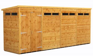 Power 16x4 Pent Garden Security Shed - Double Door