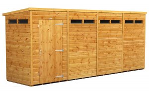 Power 16x4 Pent Garden Security Shed - Single Door