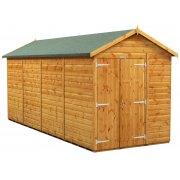 Power 16x6 Apex Garden Shed Windowless Double Doors