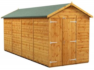 Power 16x6 Apex Garden Shed Windowless Double Doors