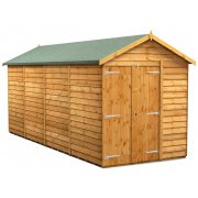 Power 16x6 Apex Garden Shed Overlap - Windowless Double Door