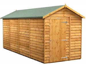 Power 16x6 Apex Garden Shed Overlap - Windowless Single Door