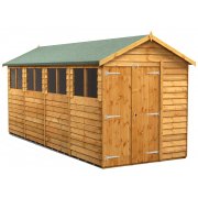 Power 16x6 Apex Garden Shed Overlap - Double Door