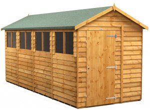 Power 16x6 Apex Garden Shed Overlap - Single Door