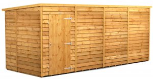 Power 16x6 Pent Garden Shed Overlap - Windowless Single Door