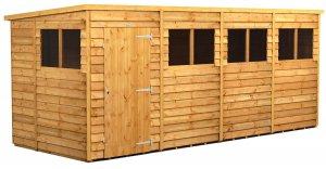 Power 16x6 Pent Garden Shed Overlap - Single Door