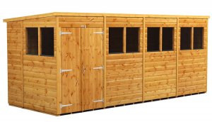 Power 16x6 Pent Garden Shed - Double Door