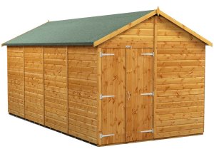 Power 16x8 Apex Garden Shed Windowless Double Doors