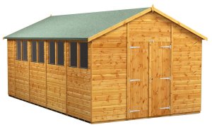 Power 18x10 Apex Garden Shed - Double Door