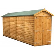 Power 18x4 Apex Garden Shed Overlap - Windowless Double Door