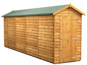 Power 18x4 Apex Garden Shed Overlap - Windowless Single Door