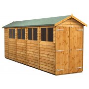 Power 18x4 Apex Garden Shed Overlap - Double Door