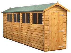 Power 18x4 Apex Garden Shed Overlap - Single Door