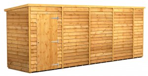 Power 18x4 Pent Garden Shed Overlap - Windowless Single Door