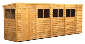 Power 18x4 Pent Garden Shed Overlap - Single Door