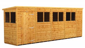 Power 18x4 Pent Garden Shed - Single Door