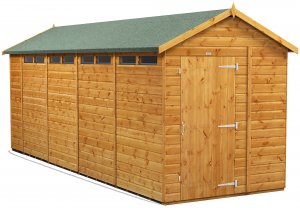 Power 18x6 Apex Secure Garden Shed - Single Door