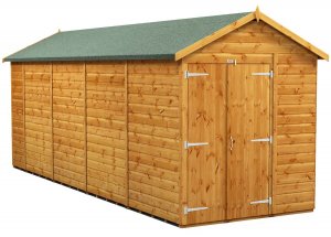 Power 18x6 Apex Garden Shed Windowless Double Doors