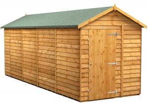 Power 18x6 Apex Garden Shed Overlap - Windowless Single Door